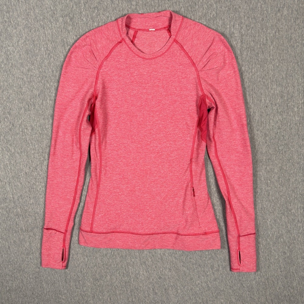 Lululemon Womens Pink Long Sleeve Athletic Top Size 4 Performance Gym Thumb Hole